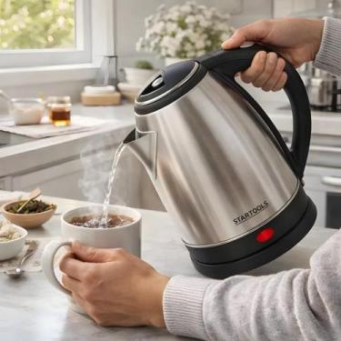 Imagem de Chaleira Elétrica Inox 2L 1000W 127v 110v Cinza Jarra 2 Litros Pratead