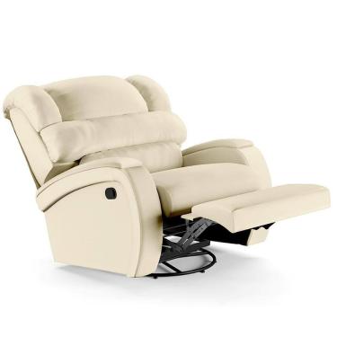 Imagem de Poltrona Do Papai Reclinável Kalie Glider Giratória Fh9 Pu Bege - Mpozenato