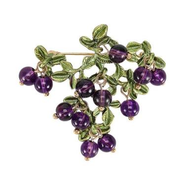 Imagem de Broche De Esmalte Com Ramo De Romã E Strass Unissex Feminino, Alfinete