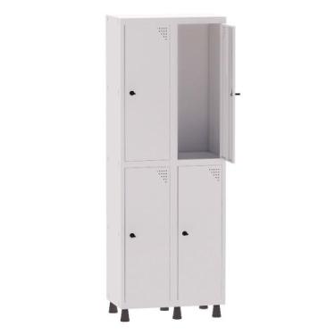 Imagem de Armário Guarda Volume Locker Roupeiro 2 Vãos 4 Portas Aço GRP502/4 Bra