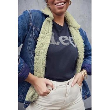 Imagem de Jaqueta Feminina Lee Original Jeans Com Pelo Na gola E Forro Denim Ref