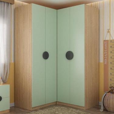 Imagem de Conjunto Modulado Infantil 2 Peças com 4 Portas 2 Gavetas com Nichos e