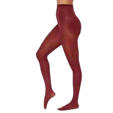 Imagem de Meia Calça Feminina Fio 40 Elastano Opaca Selene Cores, Burgundy, M