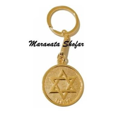 Imagem de Chaveiro De Israel Com Estrela De Davi Dourado - MARANATA SHOFAR 
