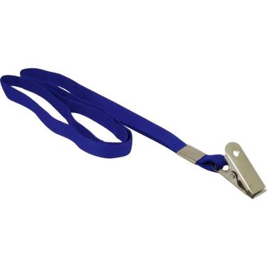 Imagem de Cordão para Crachá Mares 052166 Tecido Poliéster com Presilha Jacaré 82CM Pacote 10 Unidades Azul