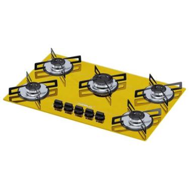 Imagem de Fogão Cooktop Chamalux 5 Bocas Ultra Chama Amarelo 110v/220v Trempe de