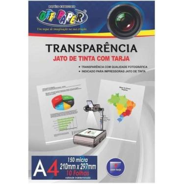 Imagem de Transparência A4 150 Micra com Tarja Jato de Tinta para Retroprojetor 