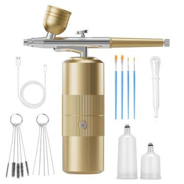 Imagem de Kit de Aerógrafo CBVCBV Portátil com Compressor 48PSI Bico 0,3mm