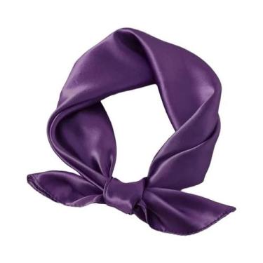 Imagem de Lenço Quadrado De Cetim Feminino 60cm, Faixa De Cabelo Macia, Lenço Pa
