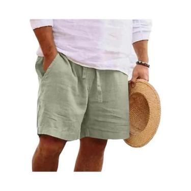 Imagem de Shorts De Praia Masculinos Leves E Respiráveis Em Algodão, Cor Sólida,