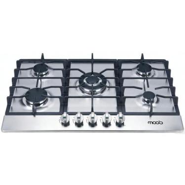 Imagem de Cooktop 5 Bocas Tripla Chama Grades de Ferro Fundido Aço Inox a Gás Bi