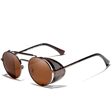 Imagem de Óculos de Sol Redondo Steampunk Kingseven Proteção Polarizados UV400 Anti-Reflexo N7550 (2)