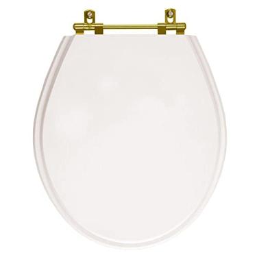 Imagem de Tampa de Vaso Poliester Ravena Branco para bacia Deca Com Ferragem Dourada