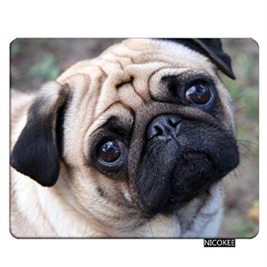 Imagem de Mousepad de cachorro para jogos Nicokee Mousepad Pug Shapi Puppy Mouse pad retangular Mouse tapete para computador mesa laptop escritório 9,5 x 7,9 polegadas antiderrapante borracha