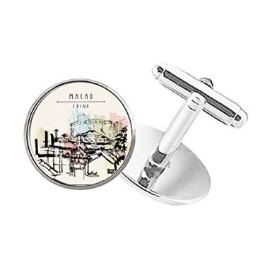 Imagem de DIYthinker Abotoaduras com clipe de botão redondo para garrões arranha-céus em Macau China