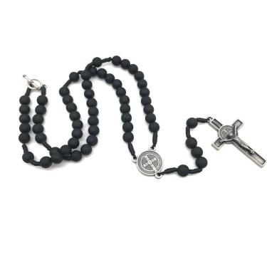 Imagem de Colar Terço São Bento Preto Fosco