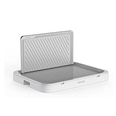 Imagem de Suporte portátil para almofada de xixi para cães com proteção de parede, suporte para almofadas para filhotes, cão potty cachorrinho treinamento caixa de areia bandeja de banheiro para cães gatos, branco, 65 x 49 x 5 cm