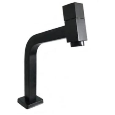 Imagem de Torneira Link Quadrada Baixa 1/4 De Volta Black Preto Fria