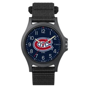 Imagem de Timex Tribute Relógio masculino NHL Pride 40 mm de quartzo pulseira de tecido, preto, 20 relógio casual (modelo: TWZHCANMYYZ)