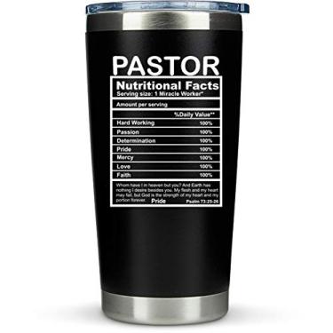 Imagem de KLUBI Caneca de café de viagem de 590 ml para presente de pastor - Ideia engraçada para apreciação, esposa, baseado na fé, aniversário - homens e mulheres