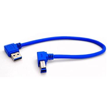 Imagem de Cabo macho zdyCGTime 30 cm azul USB 3.0 A macho 90 graus a B macho para B