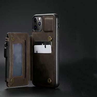 Imagem de Capa de telefone de couro para Samsung Galaxy A52 A51 A71 Nota 20 10 S21 S20 FE S10 S22 Ultra Flip Card Zíper Carteira Capa Traseira, Café, Para S20