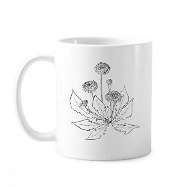 Imagem de Dente-de-leão florescendo preto branco flores caneca cerâmica café porcelana xícara louça louça