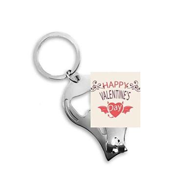 Imagem de Cortador de unhas Happy Valentine's Day Heart Devil Wings abridor de chaveiro tesoura