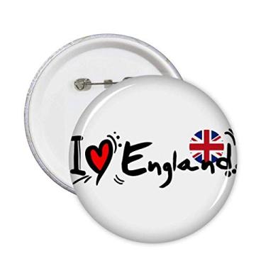 Imagem de Broche de coração I Love England World Flag Heart Pins Emblem de decoração 5 peças
