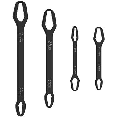 Imagem de Ihvewuo 4 peças Chave Torx Cabeça Dupla Chave Multifuncional Chave Autoaperta 8 mm-22 mm Chave Universal Ferramenta de Reparo Portátil Spaner Conjunto de Ferramentas Manuais para Reparo de Automóveis (4 Pçs) Preto)
