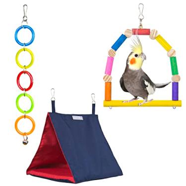 Imagem de Kit Casinha e Brinquedos Para Calopsita Periquito Agapornis