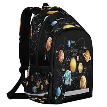 Imagem de GzLeyigou Mochila para meninos e meninas bolsa de livros durável, feminina masculina casual mochila estudantes universitários bolsas de viagem, Planeta do sistema solar, Mochilas Daypack