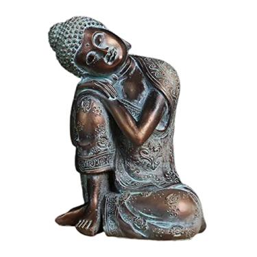 Imagem de Tongina Estátua de Buda Adormecida em resina bronze esculpida à mão escultura sentada descanso cochilo
