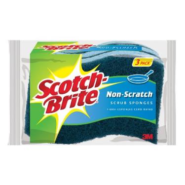 Imagem de Scotch-Brite Scrub Sponge, 3 Sponges, No Scratch, Non Stick Safe, Dish Scrubber, Scour Sponge