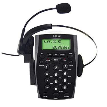Imagem de Fone de ouvido TelPal com fio central para fone de ouvido, telefone com Dialpad e cancelamento de ruído monoral HA0021, conjunto de telefone fixo analógico com fio para casa e escritório