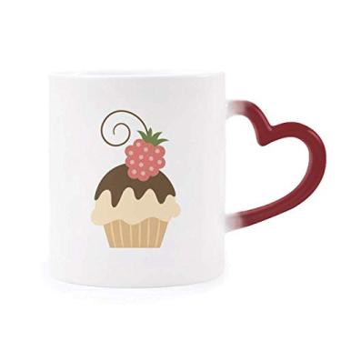 Imagem de Caneca de grés com chocolate e sorvete doce sensível ao calor vermelha que muda de cor