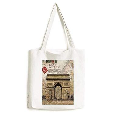 Imagem de Bolsa tote de lona Arch Of Triumphal Best Paris bolsa de compras casual bolsa de mão