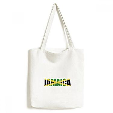 Imagem de Bolsa de lona com nome da bandeira da Jamaica, bolsa de compras casual