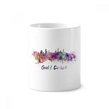 Imagem de Gold Coast Ghana Cidade África Aquarela Suporte de caneta Escova de dentes Caneca Suporte de Cerâmica