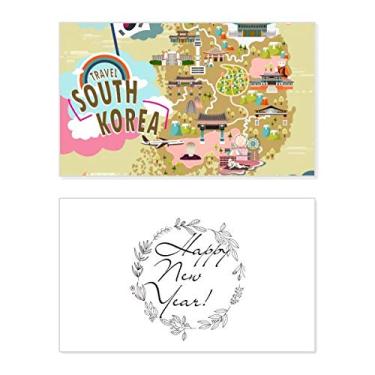 Imagem de Mapa da Coreia do Sul Amor Viagem Ano Novo Festival Cartão de felicitações Bless Mensagem Presente