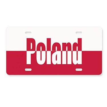 Imagem de DIYthinker Placa de licença com nome da bandeira da Polônia em aço inoxidável para decoração de automóveis