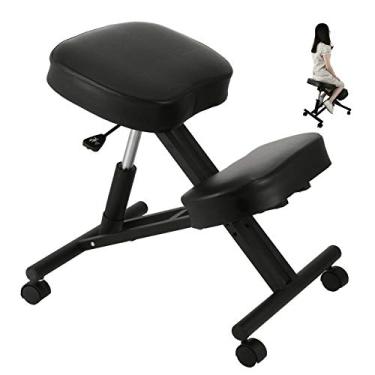 Imagem de Cadeira ergonômica de ajoelhar, melhora a sua postura para casa, escritório, postura, mesa, cadeira para trabalhar com almofadas de espuma grossa e rodízios de deslizamento suave