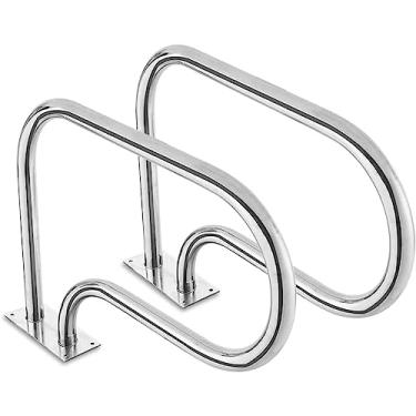 Imagem de Corrimão de segurança para piscina Trilho de piscina de fácil montagem Natação com placa de base, escada de natação em aço inoxidável para piscina