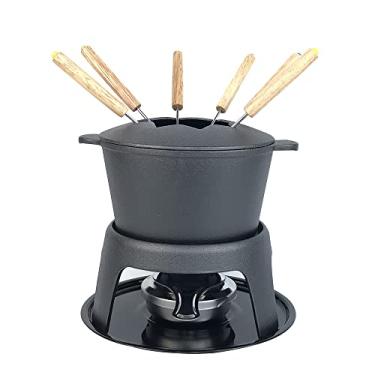 Imagem de Aparelho de fondue para queijo com 11 pecas em ferro fundido D21xA26cm cor preta
