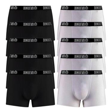Imagem de Kit Cuecas Box Boxer 10 Unidades Di Nuevo Branca e Preta