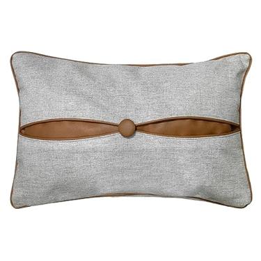 Imagem de Almofada Linho Cru Bege Costura Botão Capitonet Couro 30x50