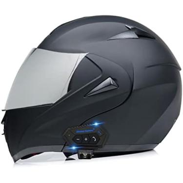 Imagem de Capacete De Motocicleta Frontal Flip Up, Aprovado Pelo DOT/ECE, Capacete Modular De Motocicleta Bluetooth Full Face, Com Lente Colorida, Capacete Leve, Capacete De Colisão,C,M=57-58CM,Bonny369