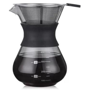 Imagem de CAFETEIRA MANUAL COM FILTRO EM AÇO INOX REUTILIZÁVEL E JARRA EM BOROSILICATO 400 ML