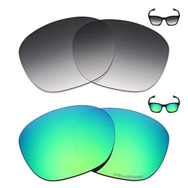 Imagem de Mryok+ 2 pares de lentes polarizadas de substituição para óculos de sol Oakley Garage Rock – Cinza dégradé tingido/verde esmeralda