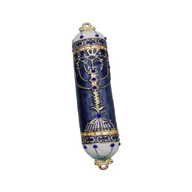 Imagem de Fenteer Estojo de mezuzá de porta com símbolo artesanal de rolagem de prosperidade, decoração de porta frontal para ambientes internos e externos multiuso, 13x2.5x1.5cm